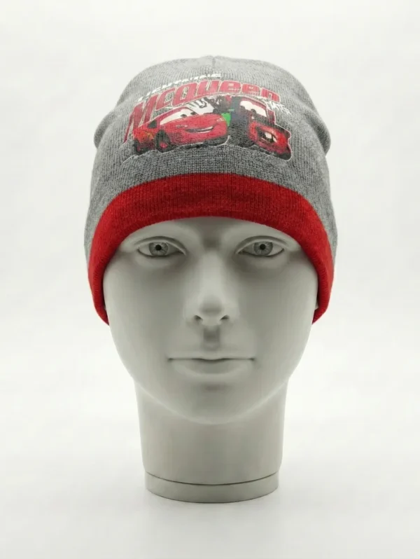 This Grey and Red Beanie with the Disney “Cars” logo combines playful design with everyday comfort.